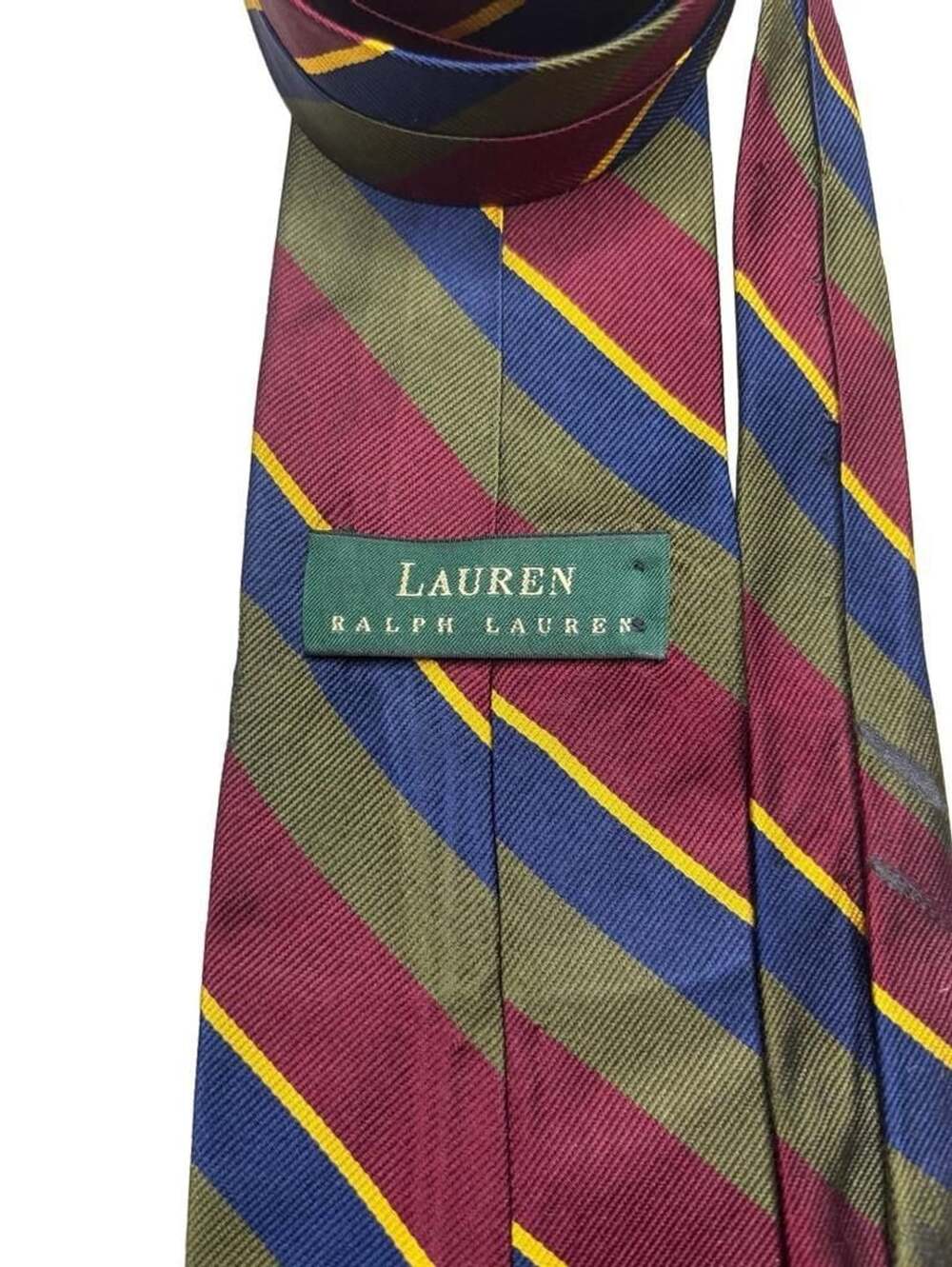 Lauren Ralph Lauren Striped Silk Necktie Burgundy Navy Olive Green